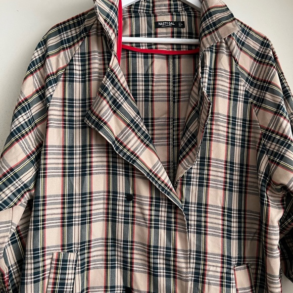 Nasty Gal Plaid Trench Coat - Picture 7 of 11